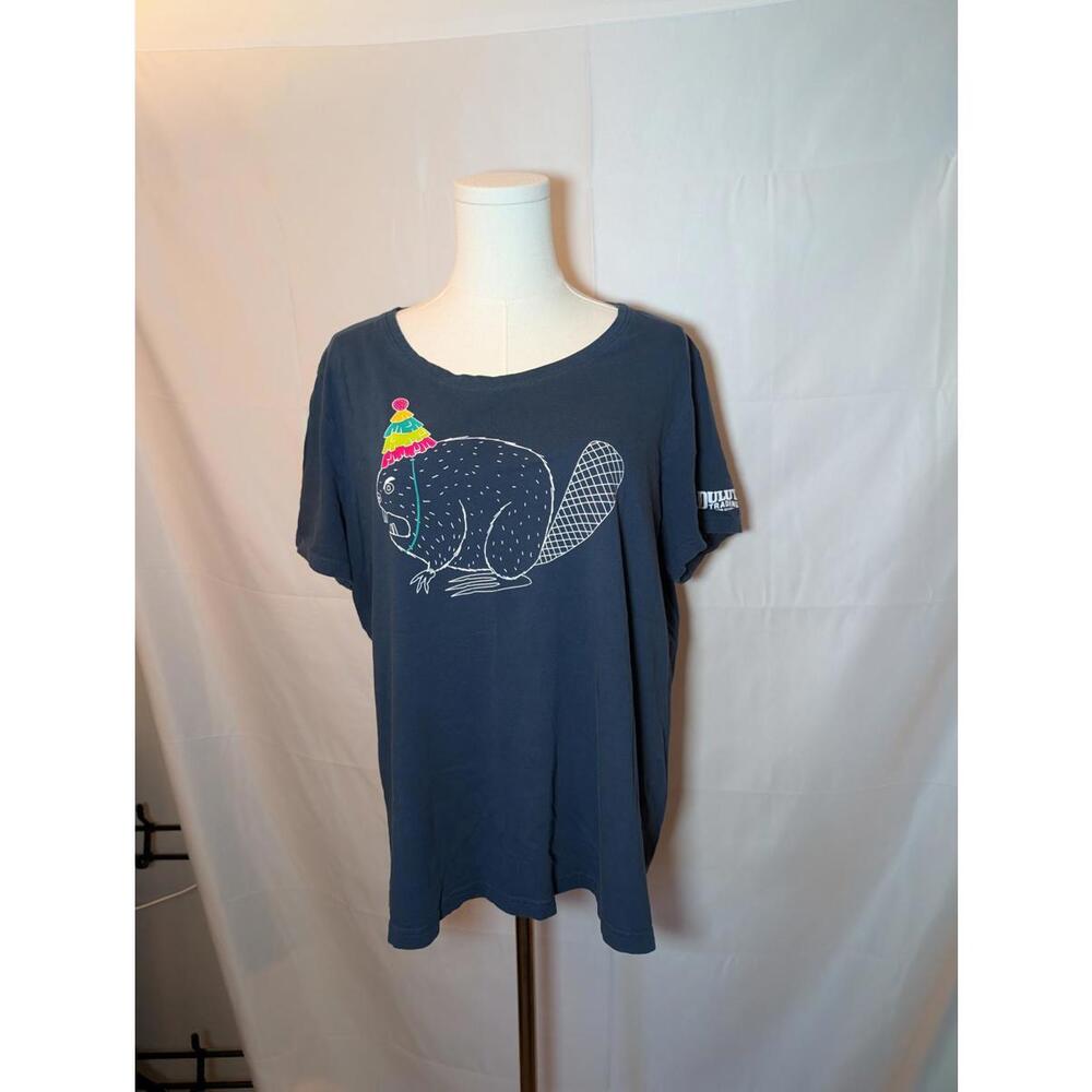 Duluth Trading Women's Scoop Neck Navy Graphic T-Shirt XXL Excellent Condition